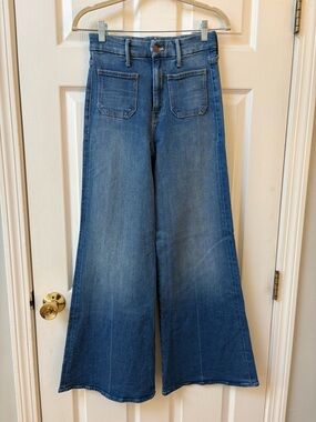 MOTHER Wide Leg Jeans in Medium Blue Wash